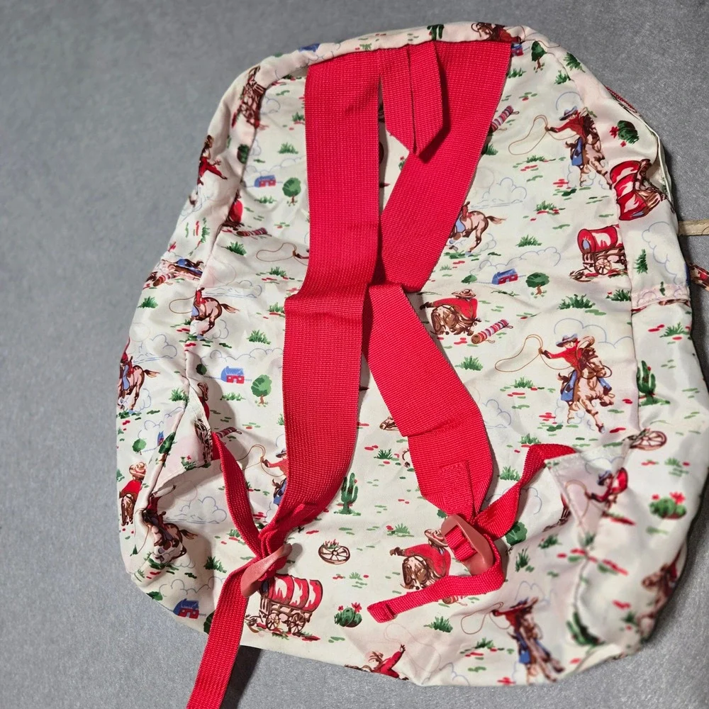 Cath Kidston Cowboy Western Print Backpack Red Cream Novelty Bag